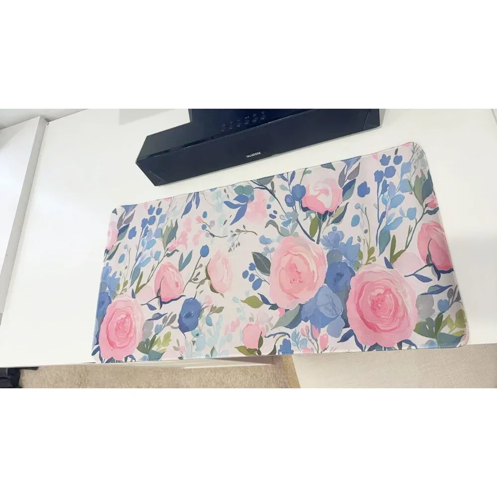 Watercolor Pink Rose Floral Extended Mouse Pad